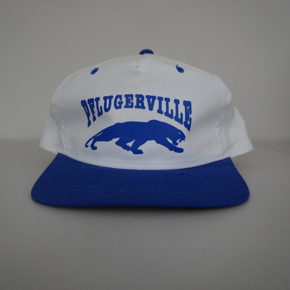 Vintage YoungAn Hat Co. Pflugerville Snapback Hat OSFA White Blue Panthers